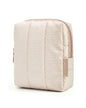BAGSMART Small Travel Makeup Bag for Purse Toiletry Pouch, Puffy Padded Mini Cosmetics Bag, Cute Make Up Pouch for Women with Slip-in Pocket, Travel Essentials for Toiletries, Strip Khaki - color: 10-Khaki Strip