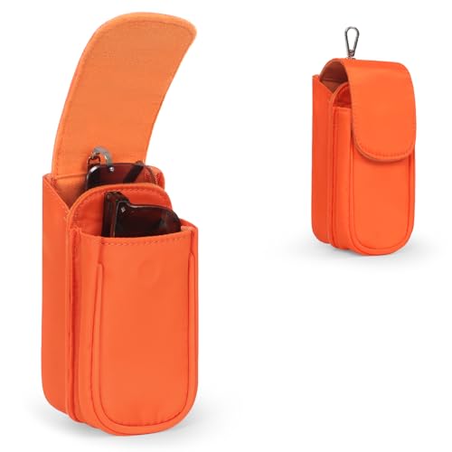 Double Glasses Case, Portable Soft Eyeglass Case for 2 Storage Anti-scratch Sunglasses Pouch for Women Men - color: Orange