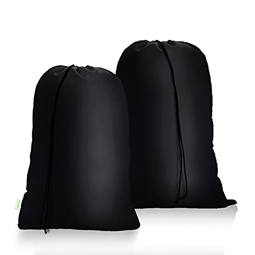 OTraki Medium Laundry Bag 24x32 inch Heavy Duty Travel Dirty Clothes Bag 2pcs Machine Washable Laundry Bag with Drawstring Closure for Home Dorm, Drying Do Not Exceed 176℉ Black - size: 24x32 inch