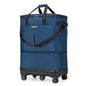 Large Capacity Rolling Duffle Bag with Detachable Wheels,Expandable Foldable Suitcase for Travel,Collapsible Luggage Duffel Overnight Weekend Bags without Telescoping Handle - color: Blue