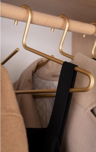 Premium Matte Gold Aluminum Coat Hangers 100 Piece Set, 16.5” Extra Smooth & Durable Metal Shirt Dress Hanger,Aluminum Alloy Hanger,Clothing Support,Clothing Hang - style: Golden Elegant Hangers（100）