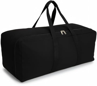 DoYiKe Extra Large Canvas Duffle Bag, Camping Tent, Travel Storage - color: Black Side-opening, size: X-Large
