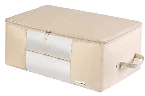 Comforter Storage Bag - Folding Organizer bag for King/Queen Comforters, Pillows, Blankets, Bedding/Quilt, Blanket, Duvet, Large Collapsible Organizers, 24"x14"x11" (Beige, 1-Pack) - color: Beige, size: 1 Pack