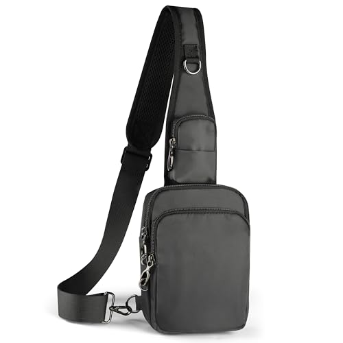 VADOO Sling Bag, Crossbody Bag with Zipper Lock, RFID Blocking & Water Resistant for Men and Women - color: Gray