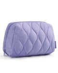 BAGSMART Makeup Bag, Travel Cosmetic Bag, Puffy Padded Make Up Bag for Women, Makeup Organizer Case, Wide-open Pouch Purse, Travel Essentials, Toiletries Accessories Brushes (Purple) - color: Purple