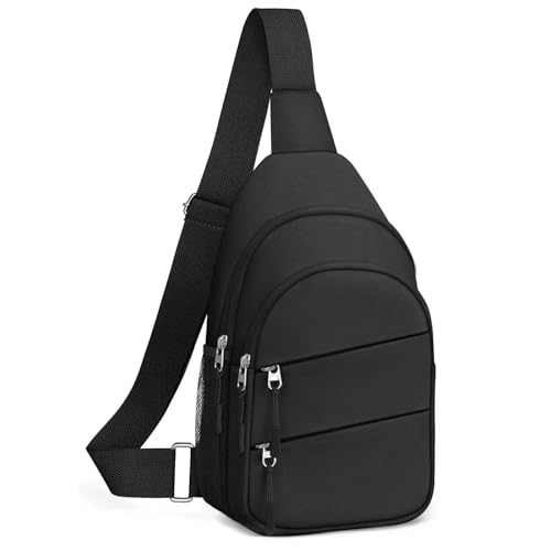 Tuwubi Crossbody Bags for Women, Sling Bag for Men, Small Hiking Backpack Anti Theft Lightweight for Outdoors Travel (L, Black) - color: Black, size: Large
