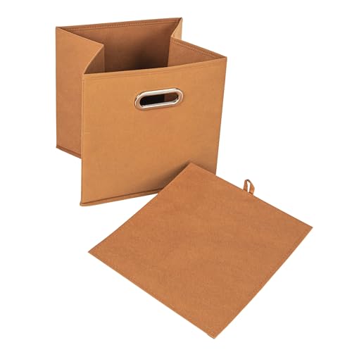 Household Essentials Fabric Storage Bins 6 Piece Set, Terracotta Color - color: Terracotta, size: 11” L x 11” W x 11” H