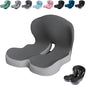 Orthopedic Cushion,Ergonomic Memory Foam L-Shaped Integrated Seat Cushions with Adjustable Strap,Ultra Breathable Non-Slip Design for Office Chair,Car,Wheelchair (Gray) - color: Gray
