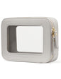 Popvibe Clear Makeup Bag Travel Cosmetic Case Transparent Toiletry Bag with Zipper, Portable Make Up Organizer Traveling Compact Car Bag for Essentials - color: Beige Grey, style: Medium Moda