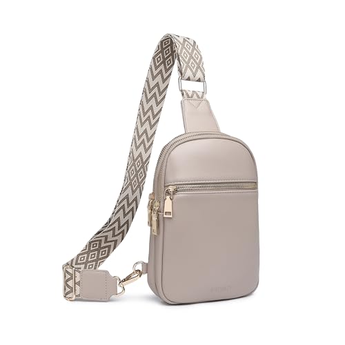 DIOMO Anti Theft Small Sling Bag for Women Cross Body Bag Trendy, RFID Fanny Packs Vegan Leather for Women Travel Belt Purse - color: Grey-Gold Zipper