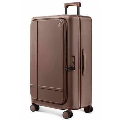 NINETYGO Large Checked Luggage 29 Inch, Flat Top Opening Check In Luggage with Brake Wheels, Expandable, Coffee-Infused PC Hard Shell, Eco-Friendly, TSA Lock, 360° Spinner Wheels (Latte) - color: 02-Caramel Latte, size: Checked 29-Inch (Top Opening, 96L)