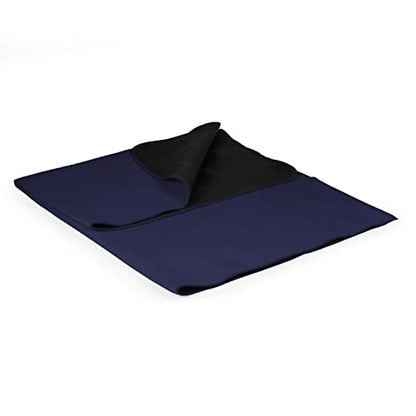 PICNIC TIME Outdoor Picnic Blanket Tote, 59"x51" Foldable Beach & Camping Blanket with Soft Fleece, Water-Resistant Bottom, Adjustable Strap & Zippered Pocket (Navy Blue with Blue Flap) - color: Navy