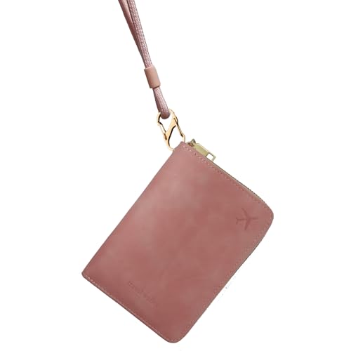 RFID Passport Holder for Travel, Passport Cover Wallet with Detachable Neck Strap & Wrist Lanyard, Passport Case for Women Men (Pink) - color: Pink