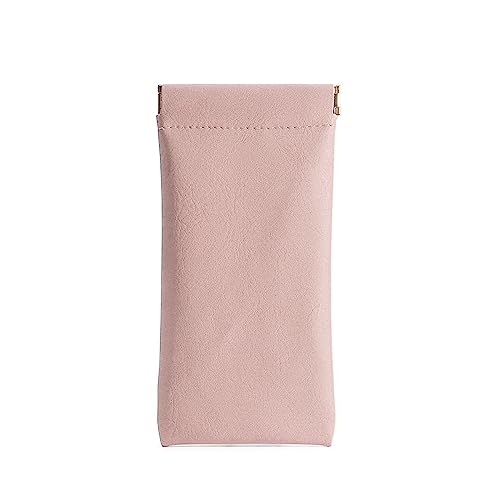 3 Pack Leather Eyeglasses Cases PU Soft Sunglasses Pouch Squeeze Top Portable Glasses Cases for Men Women - color: Pink Yellow Green