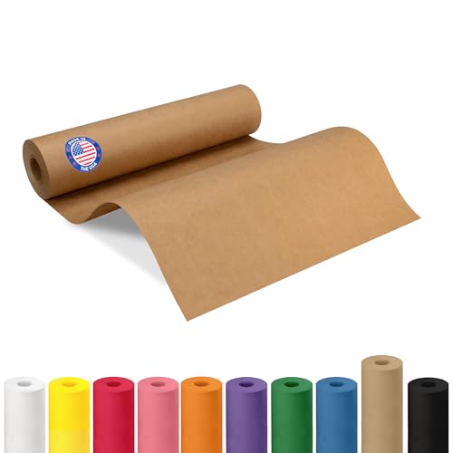 12" x 1200" (100 feet) Brown Kraft Paper Roll - USA-Made Quality Craft Paper for Gift Wrapping, Kids' Arts & Crafts, School Projects - 100% Recycled Natural Material 50lb Thickness by IDL Packaging - color: Brown, size: 12"x100' (#50 thick)