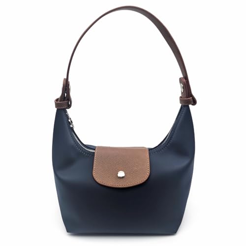 Convertible Women Underarm Bag Shoulder Purses with 2 Straps, Handbag Zipper Closure Minimalist Dumpling Design - color: Dark Blue, size: Large