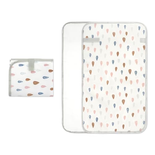 Mommy's Choice Portable Baby Changing Pad, Waterproof & Wipeable Diaper Changing Mat, Travel Essential for Newborn, Baby Boy Girl Registry Must-Haves, Cambiador de Bebé Portátil（Raindrops）