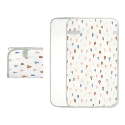 Mommy's Choice Portable Baby Changing Pad, Waterproof & Wipeable Diaper Changing Mat, Travel Essential for Newborn, Baby Boy Girl Registry Must-Haves, Cambiador de Bebé Portátil（Raindrops）