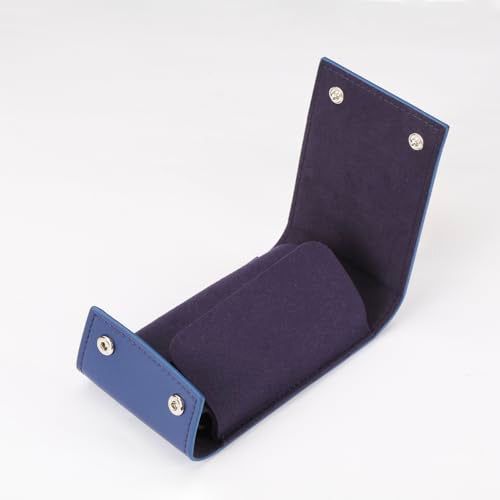 Travel Watch Case - Leather Watch Pouch with Velvet Lining, Single Case, Unisex | Business Travel and Office Christmas Gift (Blue) - color: blue, size: Square shape