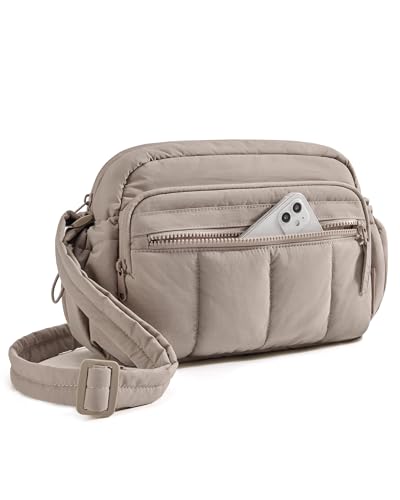 BAGSMART Anti Theft Crossbody Bags for Women Travel Purse, Medium Quilted Puffy cross body bag, Handbags Shoulder Purses, Brown-medium - color: Brown-1, size: 4.7L