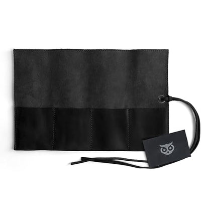 Hide & Drink, Leather Watch Roll Organizer Handmade from Full Grain Leather, Holds Up to 4 Watches, Easy Carry On Watchlover Storage (Charcoal Black) - color: Charcoal Black