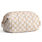 BAGSMART Makeup Bag Travel Toiletry Bag, Puffy Padded Make Up Bags for Women Makeup Organizer Case, Wide-open Pouch Purse Travel Essentials Toiletries Accessories Brushes, Checkered Khaki - color: 11-Checkered Khaki