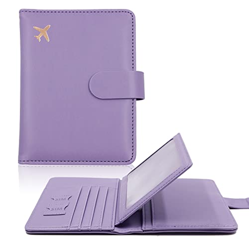 Melsbrinna Rfid Passport Holder for Travel women/Men, Cute Passport Wallet Rfid Blocking Card Slots, Rfid Passport Cover/CaseTravel Wallet, Passport Book Holder (1, Purple) - color: Purple