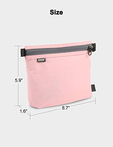 GOX Travel Toiletry Bag Carry On Zipper Pouch Cosmetic Kit Makeup Digital Bag Water Repellent Nylon (Pink) - color: Pink
