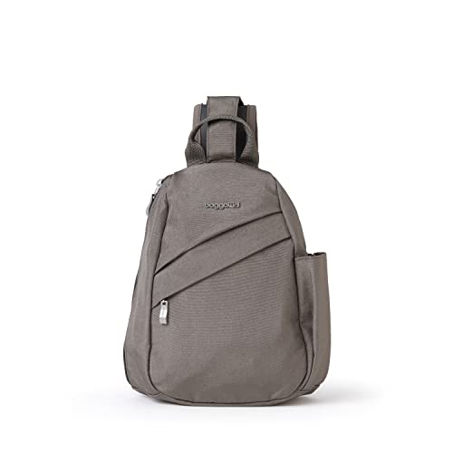 Baggallini Medium Sling Backpack - 9"x11" Lightweight Sling Bag with Convertible Adjustable Shoulder Strap - color: Sterling Shimmer