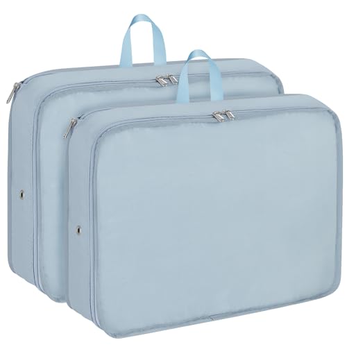 Compression Packing Cubes, 2pc Compression bags for Travel Packing Organizer, Expandable Compression Cubes for Travel, Light Blue - color: Light Blue, size: Large
