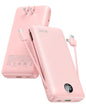 VRURC Portable Charger 20000mAh, Fast Charging Power Bank USB C,4 Output 2 Input Travel Essentials Charging Bank Equipped with LED Display,Built-in Wall Plug and Cables,Phone Charger Battery,Pink - color: Pink