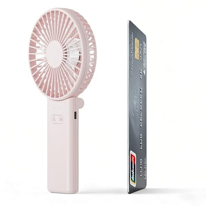 HandFan Ultra-Slim & Lightweight Handheld Fan (0.5in,0.3lb), 5 Speeds Portable Hand Held Fan USB Rechargeable 180° Foldable, Quiet Summer Essentials with Lanyard for Travel/Concerts/Lash (Pink) - color: Pink
