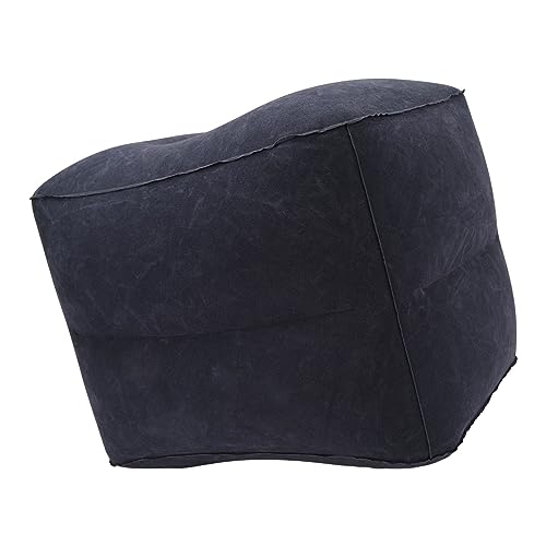 Foot Rest Pillow Inflatable Two Layer Single Air Valve PVC Flocking Portable Reducing Fatigue Airplane Foot Pillow for Office Home Travel (Dark Blue) - color: Dark Blue