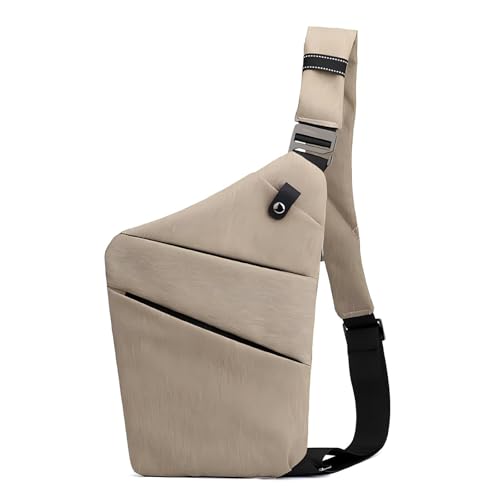 Anti Theft Travel Bag, One Shoulder Large Capacity Cross-body Bag Chest Fashion Lightweight Sling Bags for Travel Sports - color: Khaki, style: Right Shoulder