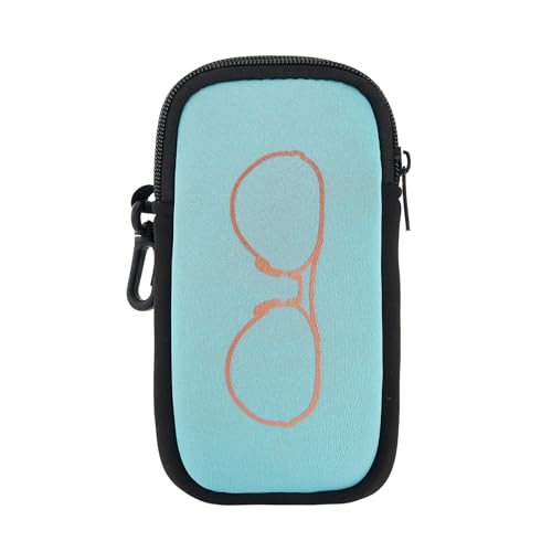 QIUTIMIY Sunglasses Soft Case Zipper Double Eyeglass Case with 2 Compartments 1 Belt Clip - color: Blue
