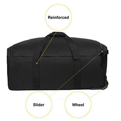 Greencity Duffel Bag Wheels Rolling Deployment Wheeled Military Suitcase Heavy-Duty Extra large deployment bag Capacity 32 Inch，Black - color: Black