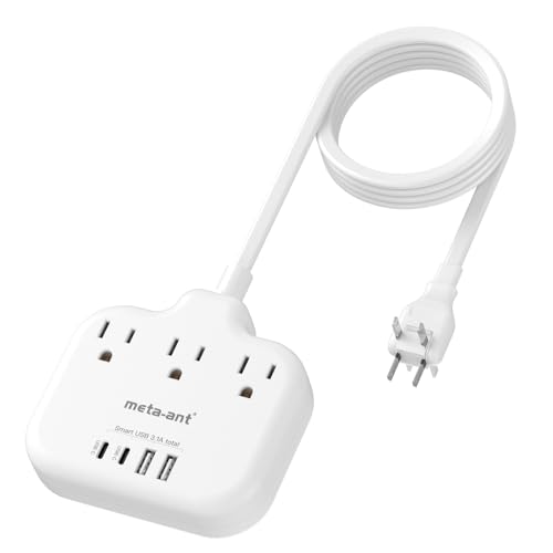 US to Japan Adapter, meta-ant 2 Prong to 3 Prong Outlet Adapter with 3 Outlets & 4 USB(2 USB-C), 5FT Extension Cord, 180 Rotating Flat Plug 1875W, Type A Plug Adapter for USA to Japanese China Canada - style: Type A-Japan China