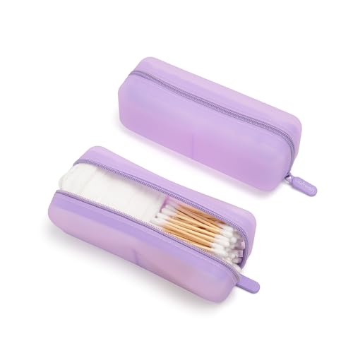 Cotton Pad Swab Travel Case, 2-in-1 Waterproof Organizer, VISFRESH (Purple) - color: Purple