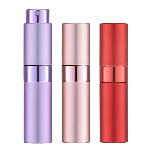 LISAPACK 8ML Atomizer Perfume Spray Bottle for Travel (3 PCS) Empty Cologne Dispenser, Portable Sprayer (Red, Pink, Purple) - color: 3 Colors4