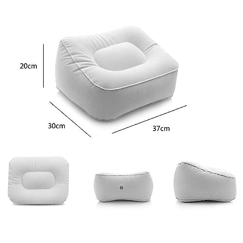 Inflatable Travel Foot Rest Pillow, Head Pad, Soft Flocking Pillow, Flights Relax Cushion Ottomans Leg Up with Air Pump for Office, Home Relax, Camping and Travel Use (Gray) 1PCS