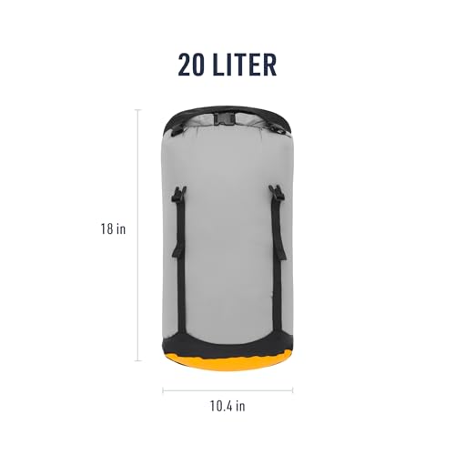 Sea to Summit eVac Compression Dry Bag, Waterproof Compression Sack, 20 Liter, High Rise Grey - color: High Rise Grey, style: 20 Liter