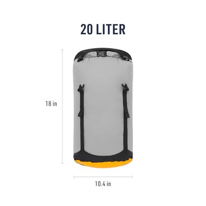 Sea to Summit eVac Compression Dry Bag, Waterproof Compression Sack, 20 Liter, High Rise Grey - color: High Rise Grey, style: 20 Liter