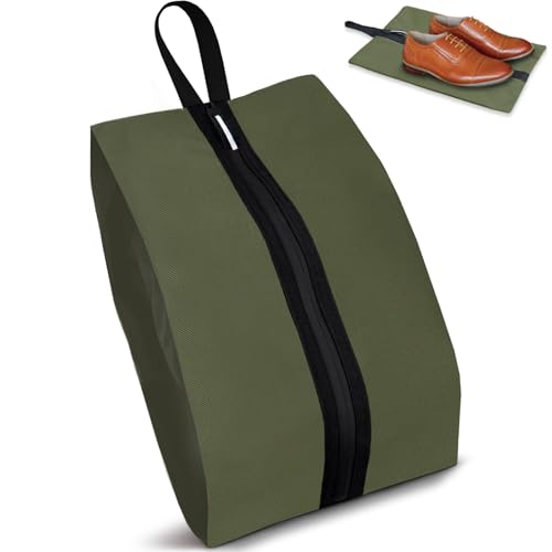 Shoe Bags for Travel Waterproof Odor Absorbing Lightweight Golf Soccer Shoe Storage Organizer Pouch with Smooth Zipper and Handle, Portable Travel Essentials (Dark Green, 1-Pack) - color: Dark Green, size: 16.5 × 9.8 Inches | 1-Pack