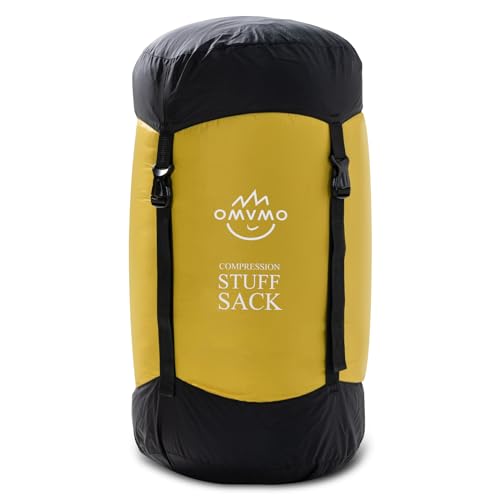 Compression Sack, 12L/19L/32L/46L/53L Water-Resistant Sleeping Bag Stuff Sack,Anti-Tear Ultra Light 400T 20D Nylon Storage Bag,Space Saving Gear for Camping Hiking Travel 1Pcs - color: Yellow, size: XL/46L