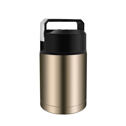 35oz Soup Thermos, Stainless Steel Thermos for Hot Food, Wide Mouth Food Thermos Jar, Insulated Lunch Container Leak Proof Vacuum Thermal Flask(gold) - color: gold-35oz