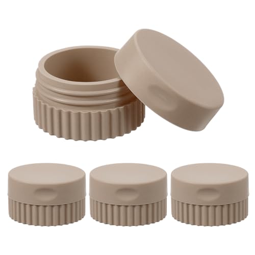 uxcell 4pcs Travel Containers for Toiletries, 0.68oz 20ml Small Silicone Cream Jars Leak-proof Travel Essentials with Lid for Cosmetic Body Skin Cream, Dark Brown - color: Dark Brown