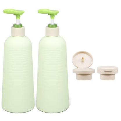 16.9oz Travel Shampoo Bottle with Flip Cap, Refillable Plastic Pump Bottles Dispenser for Soap, Shampoo, Lotions, Liquid Body Wash, Creams and Massage Oil (2Pack, 16.9oz/500ml) - size: 16.9 fl oz