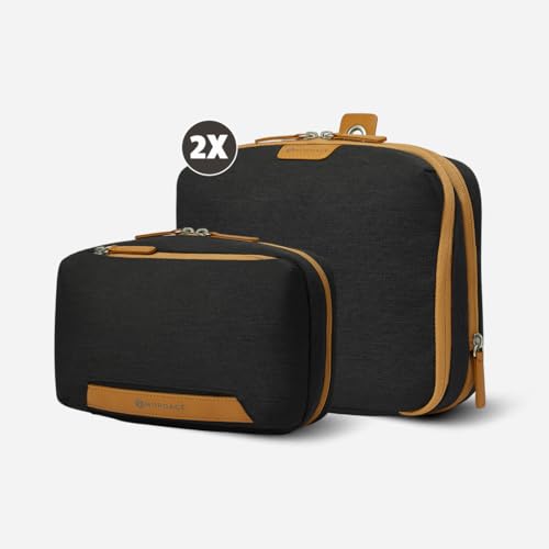Nordace Travel Packing Organizers Set for Men and Women - 2x Packing Cubes & 1x Wash Pouch - Durable & Water Resistant (Black-Brown) - color: Black-Brown