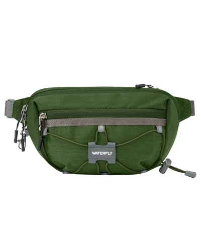 WATERFLY Lightweight Small Fanny Pack: 1.5L Mini Slim Crossbody Waist Belt Hip Bag with RFID Blocking, Anti-Theft & Water Resistant Pouch for Women Men Travel Hiking Running Walking EDC - color: Green