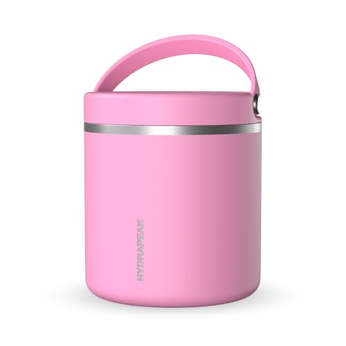 Hydrapeak 25oz Stainless Steel Vacuum Insulated Food Jar | Jar for Hot Food and Cold Food, Wide Mouth Leak-Proof Soup Jar for Adults, 10 Hours Hot and 16 Hours Cold (Bubblegum) - color: Bubblegum, size: 25 Ounces